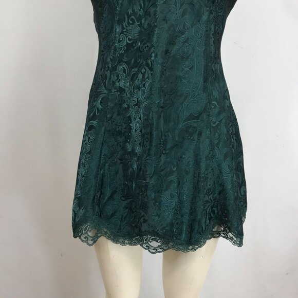 VICTORIA'S SECRET - WOMEN'S MEDIUM - DEEP GREEN LACE TEDDY LINGERIE GOLD LABEL - Picture 3 of 7